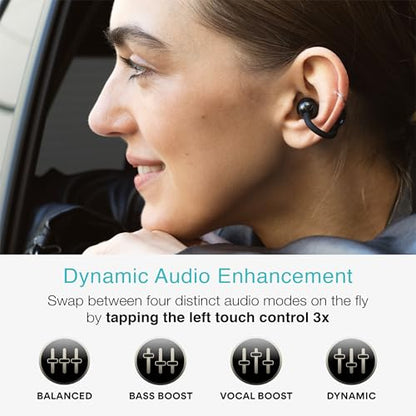 MEE audio Pebbles Air Open Ear True Wireless Earbuds - Bluetooth 5.3 Lightweight Earclip Headphones with Headset Microphone & Call Noise Reduction for Gym/Workouts/Sports and Gaming (Onyx/Black) - color: Onyx