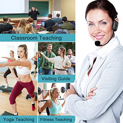 Wireless Microphone Headset, 2.4GHz Head Mic System for Fitness | USB-C Charging Microphone, 165ft Range, for Voice Amplifier Speaker Pa System Teaching Tour Guides Conference Yoga Instructor - color: Black1