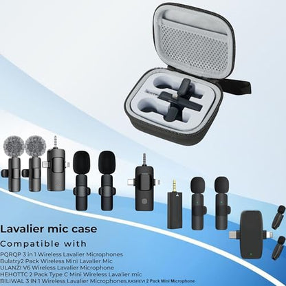 Portabe Wireless Microphone Case Lav Mic Bag Audio Gear Travel Case for PQRQP 3 in 1 Wireless Lavalier Microphones Lapel Mics Plug-Play Clip on Lapel Mic wireless lavalier microphone systems