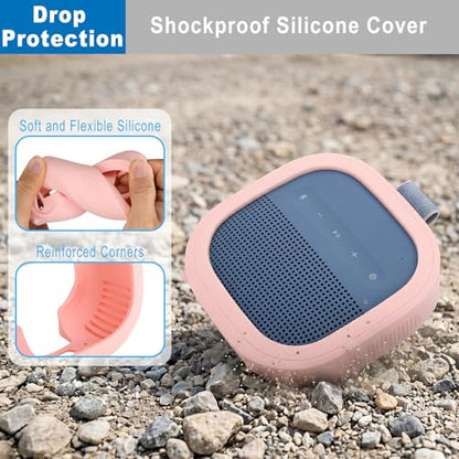 Silicone Case for Bose SoundLink Micro 2nd Gen Speaker, Shockproof Travel Protective Sleeve Soft Skin Cover with Shoulder Strap (Case Only) (Pink) - color: Pink