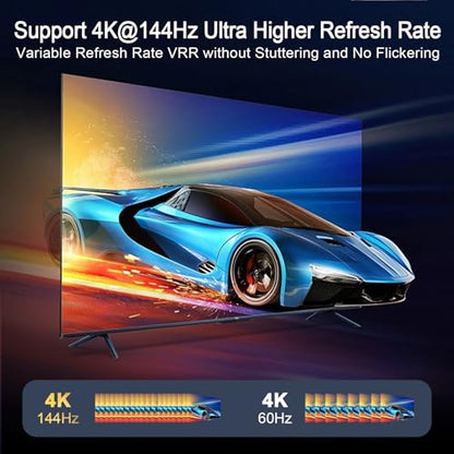 HDMI 2.1 Switch 4K 120Hz 4 in 1 Out with Audio Extractor VRR ALLM HDCP2.3 ARC eARC HDR CEC SPDlF Optical and 3.5mm Audio,D-olby Atmos,Digital EDID for PS5 Xbox NVIDIA AMD