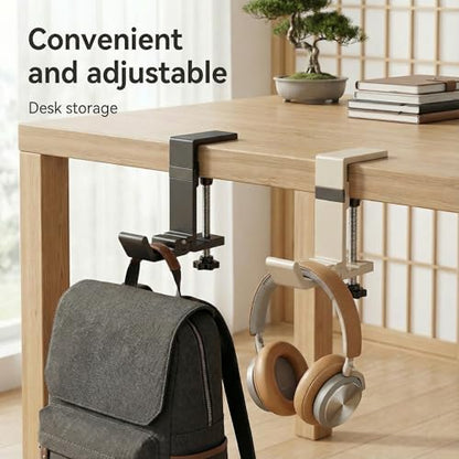 Foldable Clamp Hook for Desk, Bag & Headphone 2-Pack - color: Milk White