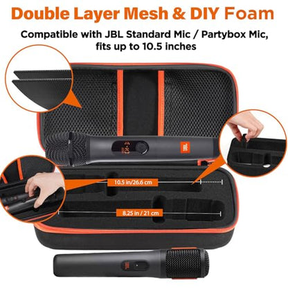 Wireless Microphone Case Compatible with JBL Wireless Two Microphone System | Dual Wireless Mic Case for Party Box, Singing Karaoke Travel Bag for JBL Mic, Receiver, Adapter, AA Batteries (BOX ONLY) - color: Black