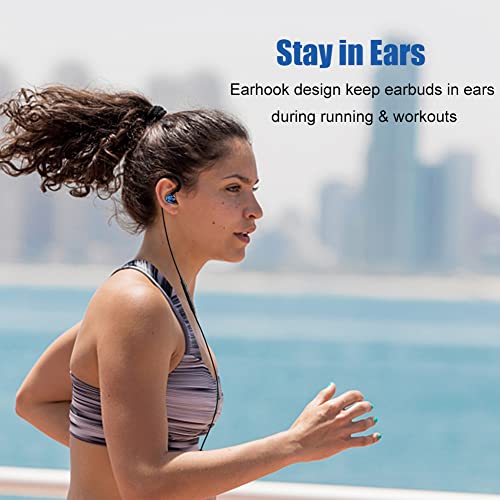 Wired Stereo-to-Mono Single Earbud with Mic and Control, Right Ear Only | Over Ear Hook, Mono Earphone Case, for Cell Phones Laptop, One Ear in-Ear Headphone Headset for Driving Sport Running Cycling
