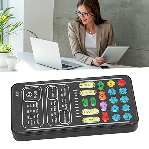 Voice Changer, Portable Handheld Sound Card with Reverb, Gaming Voice Modulator for Live Streaming, Real Time Vocal Effects, Multifunction Audio Mixer for PC Desktop