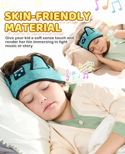 KIDSBAND Kids Headphones for Plane, Wireless Headband Adjustable, Does Not Press The Ears, Convenient for Long-Time Use, Headphones for Boys,Girls,Sleeping,School,Air Travel,Smartphones,Tablet - color: Green