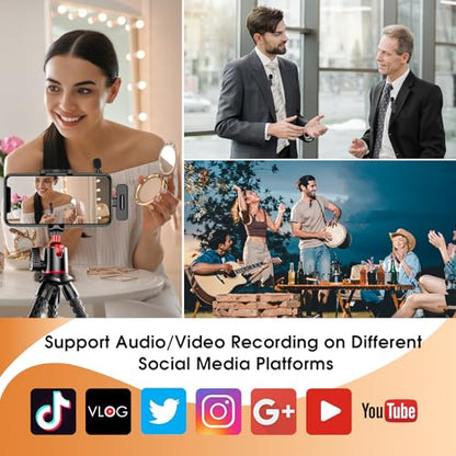 MAYBESTA Wireless Mini Microphone for iPhone iPad - Bluetooth Lavalier Lapel Phone Mic for Audio Video Recording - Content Creator Microphones for YouTube Tiktok Podcast Steaming Vlogging