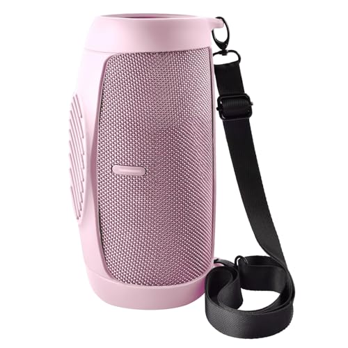 Silicone Case Cover for JBL Charge 5 Portable Bluetooth Speaker | Travel Gel Soft Skin,Waterproof Rubber Carrying Pouch with Strap (Pink) - color: Pink