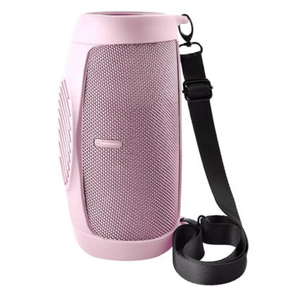 Silicone Case Cover for JBL Charge 5 Portable Bluetooth Speaker | Travel Gel Soft Skin,Waterproof Rubber Carrying Pouch with Strap (Pink) - color: Pink