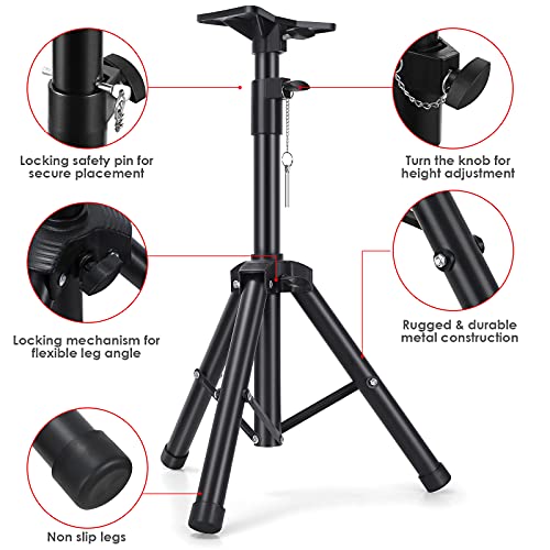 Heavy Duty PA & DJ Speaker Stand - Adjustable Height 30" to 44" Steel, Carry Bag