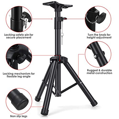 Heavy Duty PA & DJ Speaker Stand - Adjustable Height 30" to 44" Steel, Carry Bag