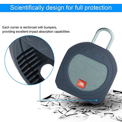 Protective Silicone Stand Up Carrying Case for JBL Clip 3 Waterproof Portable Speaker(Blue) - color: Blue