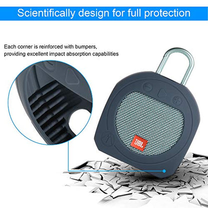 Protective Silicone Stand Up Carrying Case for JBL Clip 3 Waterproof Portable Speaker(Blue) - color: Blue
