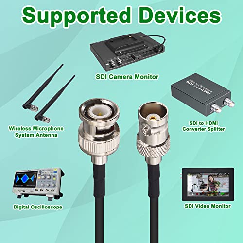 BNC Extension Cable 10ft BNC Male to Female Coaxial 50Ohm SDI Cable | RG174 Extension Coaxial Line for Video Signals, CCTV, DVR, Camera - color: 1, size: 10 feet