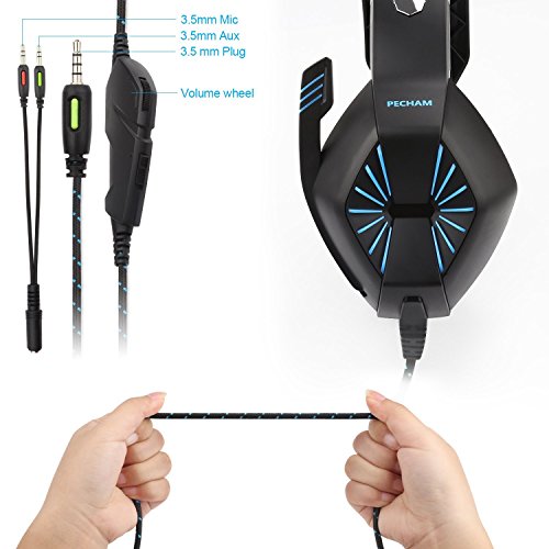 PECHAM 3.5MM Gaming Headset with Mic for Xbox One, PS4, PC,Smart Phone, Laptops, Computer-Noise Reduction Game Earphone - Surround Sound