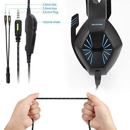 PECHAM 3.5MM Gaming Headset with Mic for Xbox One, PS4, PC,Smart Phone, Laptops, Computer-Noise Reduction Game Earphone - Surround Sound