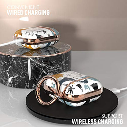 wenew for AirPod Case, Flower AirPods Hard Case Cover with Keychain for Women Men, AirPod 1st & 2nd Generation case (Dino) - color: Cute Dino