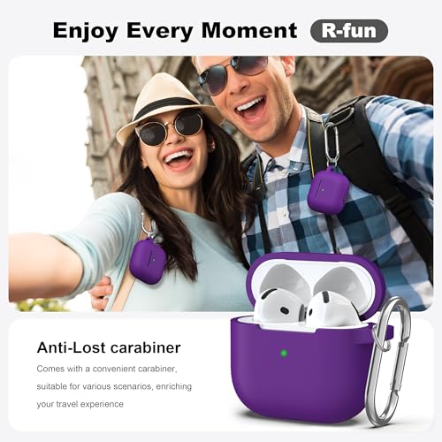 for AirPods 4th Case Cover with Cleaner Kit, Soft Skin Silicone Case Cover with Keychain, Full Protective Case for Men and Women, Compatible with Apple Latest AirPods 4 Case 2024, Purple - color: C Purple