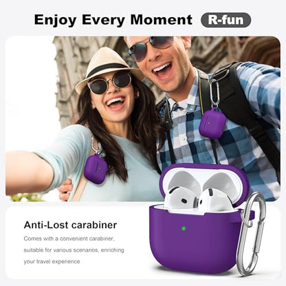 for AirPods 4th Case Cover with Cleaner Kit, Soft Skin Silicone Case Cover with Keychain, Full Protective Case for Men and Women, Compatible with Apple Latest AirPods 4 Case 2024, Purple - color: C Purple