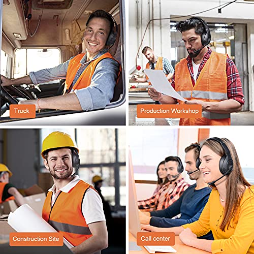 EKSA Noise Cancelling Trucker Bluetooth Headset with Microphone for Trucker | Wireless AI-Powered ENC Headphones, 99ft Long Range, 30H of Talk Time, All-Day Comfort On Ear Headsets Mute Button - style: Trucker Headset with ENC Mic
