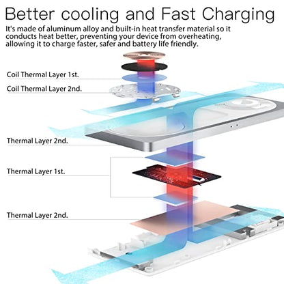 3 in 1 Wireless Charging Station for Apple Devices with MagSafe | For iPhone 17/Air/16/15/14/13/12, AirPods & Apple Watch, Foldable Portable Aluminum Charging Stand, Adapter Included - color: Silver