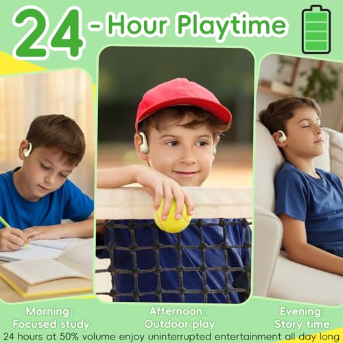ANCwear Kids Open Ear Headphones, 85dB Volume Limit, Ages 5+ | 17g air conduction design with IPX6 water resistance, mic, magnetic charging and 10H battery for school, sports and travel - color: Beige