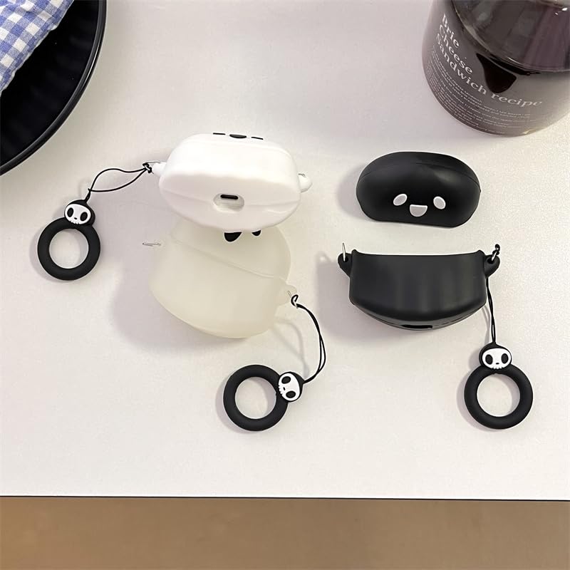 Case for Samsung Galaxy Buds 3 and for Galaxy Buds 3 Pro Earbuds with Carabiner, Silicone Charging Shockproof Protective Cover with Cartoon Skin Design for Man Woman Teen (BKghost) - color: BKghost