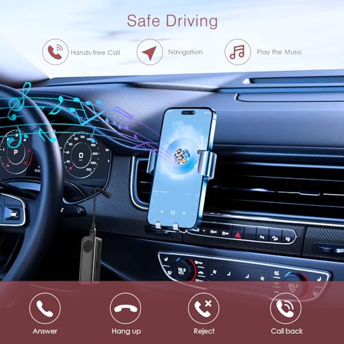 LOFICOPER Bluetooth Transmitter Receiver, Aux Bluetooth Adapter for Car, Support TF Card, Hand-Free Call, Navigation, Car & Home Stereo, TV, Headphones - color: Glossy Black