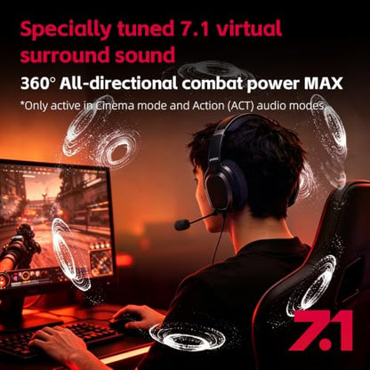 FiiO FG3 Gaming Headset, Dual Dynamic Driver USB Headphones with Detachable ENC Microphone, Virtual 7.1 Surround Sound, Hi-Res DAC, DSP EQ, Compatible with PC, PS5, Xbox & Switch
