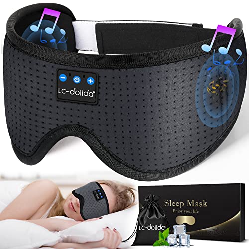 LC-dolida Sleep Headphones, Sleep Mask Bluetooth Wireless Music Eye Mask, Sleeping Headphones for Side Sleepers Sleep Mask with Bluetooth Headphones Ultra-Thin Stereo Speakers Perfect for Sleeping - color: Classical Grey