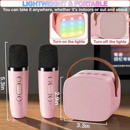 Mini Karaoke Machine for Kids & Adult, 4-12 Years Old Girls Christmas Birthday Gift, Karaoke Toys Gifts for Girls Ages 4, 5, 6, 7, 8, 9, 10, 12 +Year Old Birthday Party Cute Pink - color: Cute Pink