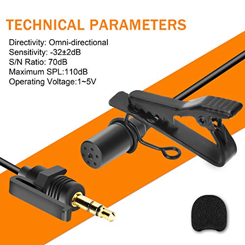 COMICA CVM-SM-O1 Lavalier Lapel Microphone, Omnidirectional TRS Clip-on Condenser Mic Compatible with DSLR Camera BoomX-D/Sennheiser and Other Wireless Transmitter,Lav Mic for Video Recording
