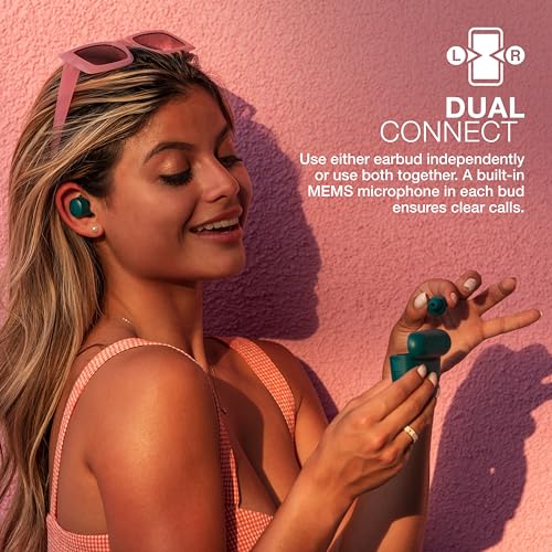 JLab, Go Air Pop, True Wireless Earbuds, Bluetooth, Dual Connect, EQ3 Sound, IPX4, Teal - color: Teal