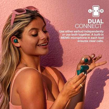 JLab, Go Air Pop, True Wireless Earbuds, Bluetooth, Dual Connect, EQ3 Sound, IPX4, Teal - color: Teal