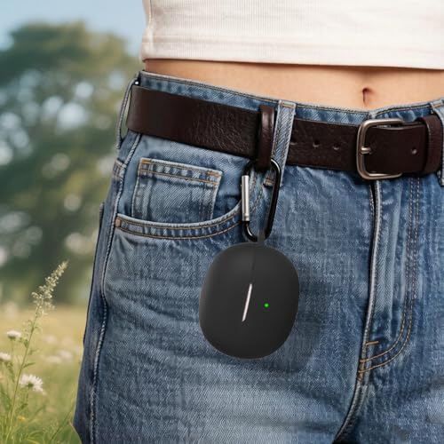 Silicone Protective Case for i121 Earbuds, Compatible with King Lucky Clip-On Open Ear Headphones, Full Cover Shockproof Anti-Scratch Case with Keychain Carabiner, Charging Port Access - color: Black