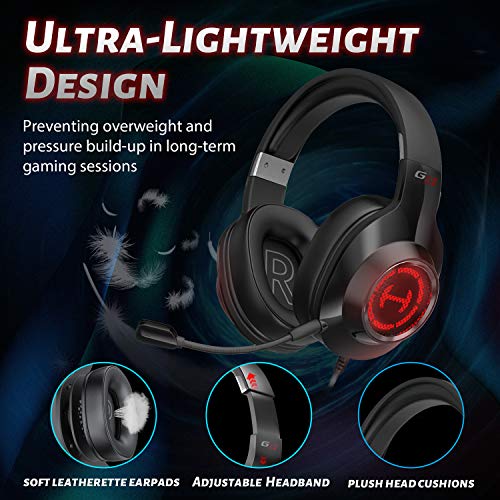 Edifier G2II Gaming Headset for PC PS4 USB Wired Gaming Headphones with 7.1 Surround Sound with Noise Canceling Microphone and RGB Light 50mm Driver Compatible with Mac Desktop PC Black - color: B_ED-G2 II