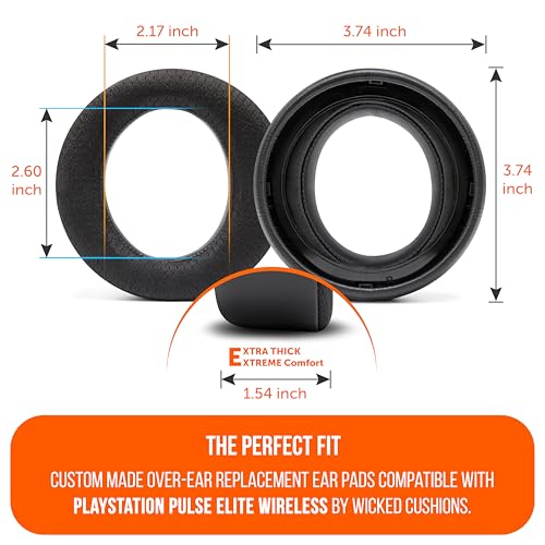 WC Freeze Pulse Elite - Cooling Gel Earpads for PS5 Pulse Elite | Made by Wicked Cushions | Thicker Cushion & Wider Opening | Black - color: Black