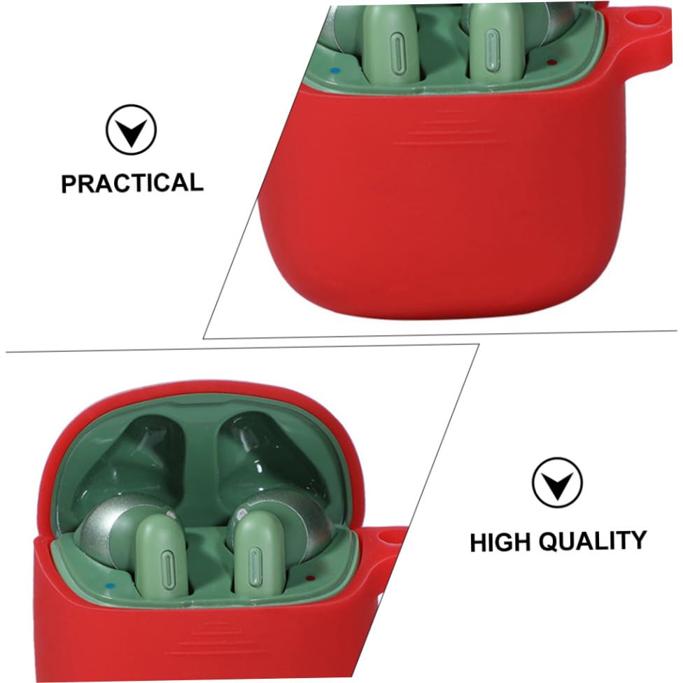 DOITOOL Silicone Earphone Cover Compatible with Jbl Tunetws Impact Resistant Scratch Durable Protection Convenient Charging Access Red - color: Red