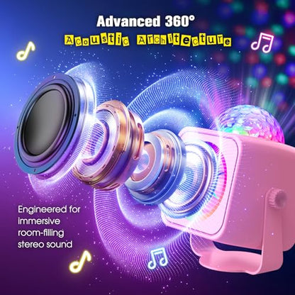 Mini Karaoke Microphone with Disco Light: Gifts for 3 4 5 6 7 8 9 10 11 12 Year Old Kids Girls Karaoke Machine 2 Microphones Toys for 3-15 Year Old Girl Birthday Gift Karaoke Machine for Family Party - color: Pink