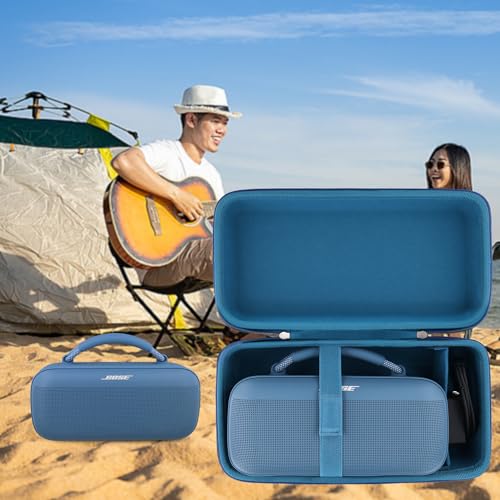 khanka Bose SoundLink Max 스피커용 하드 보호 케이스, 블루 | EVA 하드 쉘, 액세서리 보관 포켓, 휴대가 쉬운 손잡이, 부드러운 내부 안감, 안전한 맞춤형 핏, 보호 케이스만 포함 - size: Bose Max Case