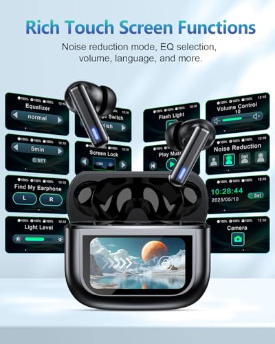 ZIUTY Wireless Earbuds Bluetooth Headphones, Ear Buds with Touch Screen, ANC ENC Noise Cancelling Transparency Mode, 40H Stereo Deep Bass, IPX7 Waterproof, Clear Calls, 5 EQ for iOS Android, Obsidian - color: Obsidian