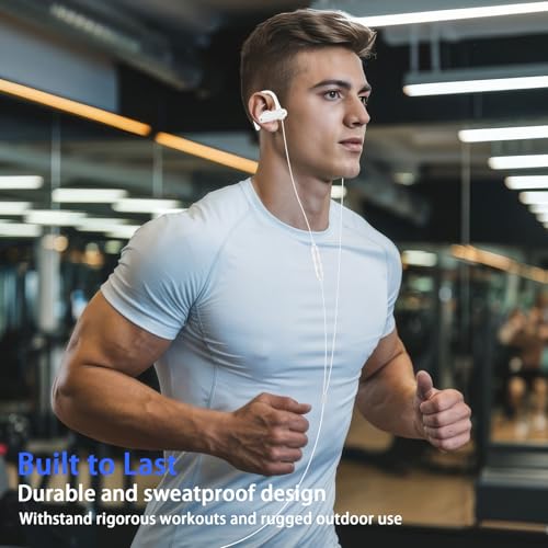 Wired Over Ear Earbuds with Microphone Ear Hook,3.5mm Headphones | Sport Earphones for Laptop/iPad/iPod/3.5mm Plug Phone,Noise Cancelling Headset for Chromebook/Switch/Galaxy/MP3 Running - color: White