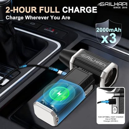 Powerful Air Duster, Rechargeable Blower, Turbo Fan, Barber Gifts | 300000RPM, Handheld Fast Clean, for Computer Accessories, PC Gamers, Carpenter, Laptop, Desk & Snow Removal, Gadgets for Men - color: Bright Silver