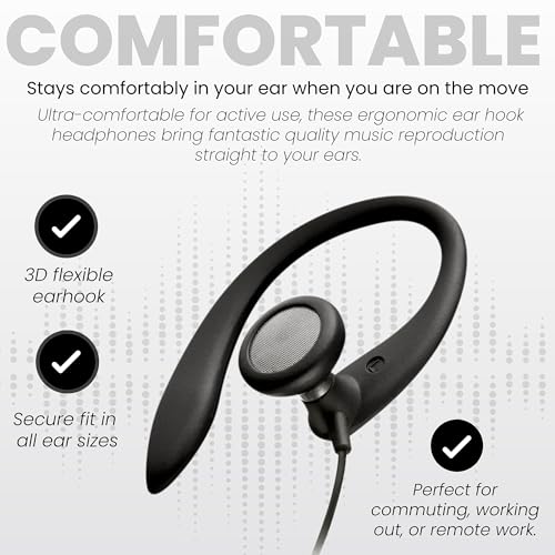 PHILIPS SHS3200BK Flexible Earhook Headphones, Black - color: Black, style: 3.5MM NO-MIC