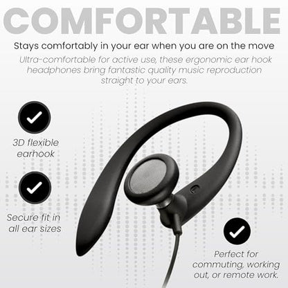 PHILIPS SHS3200BK Flexible Earhook Headphones, Black - color: Black, style: 3.5MM NO-MIC