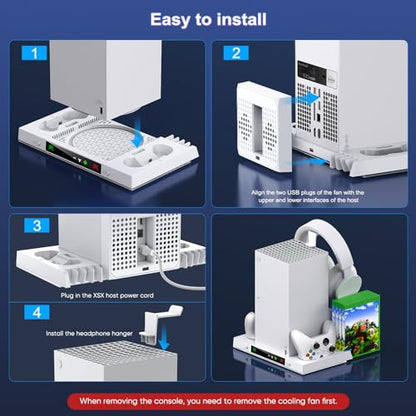 LED Cooling Stand & Charging Station for Xbox Series X, Snow White - color: Snow White
