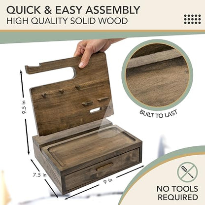 Nightstand Organizer for Men- Night Stand, Bedside or Dresser (Rustic) - color: Rustic Gray