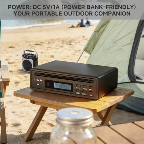 Portable Bluetooth CD Player for Home CD Ripper Hi-Fi Audio CD Player Desktop CD Players Optical and AUX Output，Lossless Sound Quality (Black) - color: Black