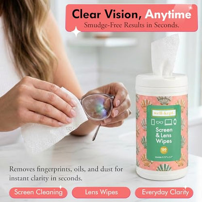 Harbour Island Tech & Lens Wipes Canister for Glasses & Phones, 120 Count | Pre-moistened, lint-free wipes remove smudges without streaks or scratches. Safe for lenses, phones, tablets & screens. - color: Harbour Island