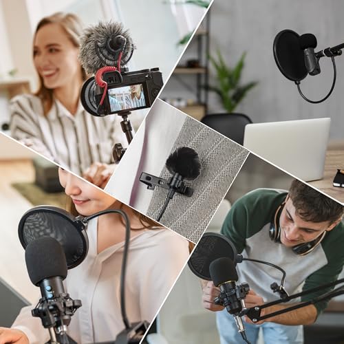 MECCANIXITY Microphone Cover Mini Furry Windscreen Foam Mic Sponge 8mm with White Black Cap for 0.5 to 1.2mm Microphone 1 Set - color: White Black, size: 8mm